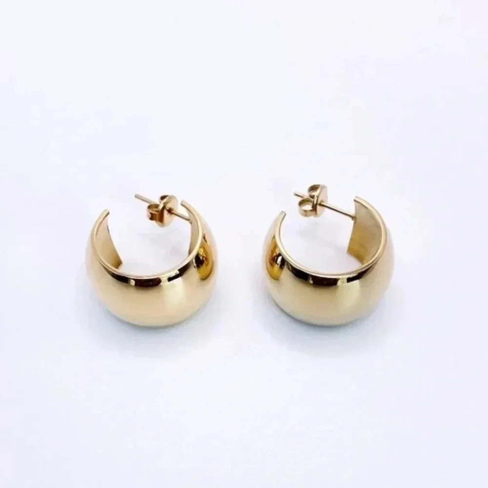 Chunky Flat Bold Wide Hoops | 18K Gold Plated
